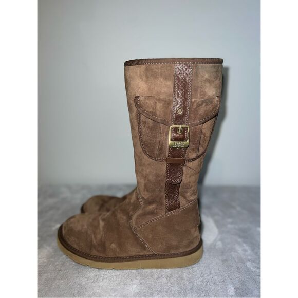 Ugg Boots Cargo Pocket Espresso Brown Real Shearling W10 - Picture 3 of 12